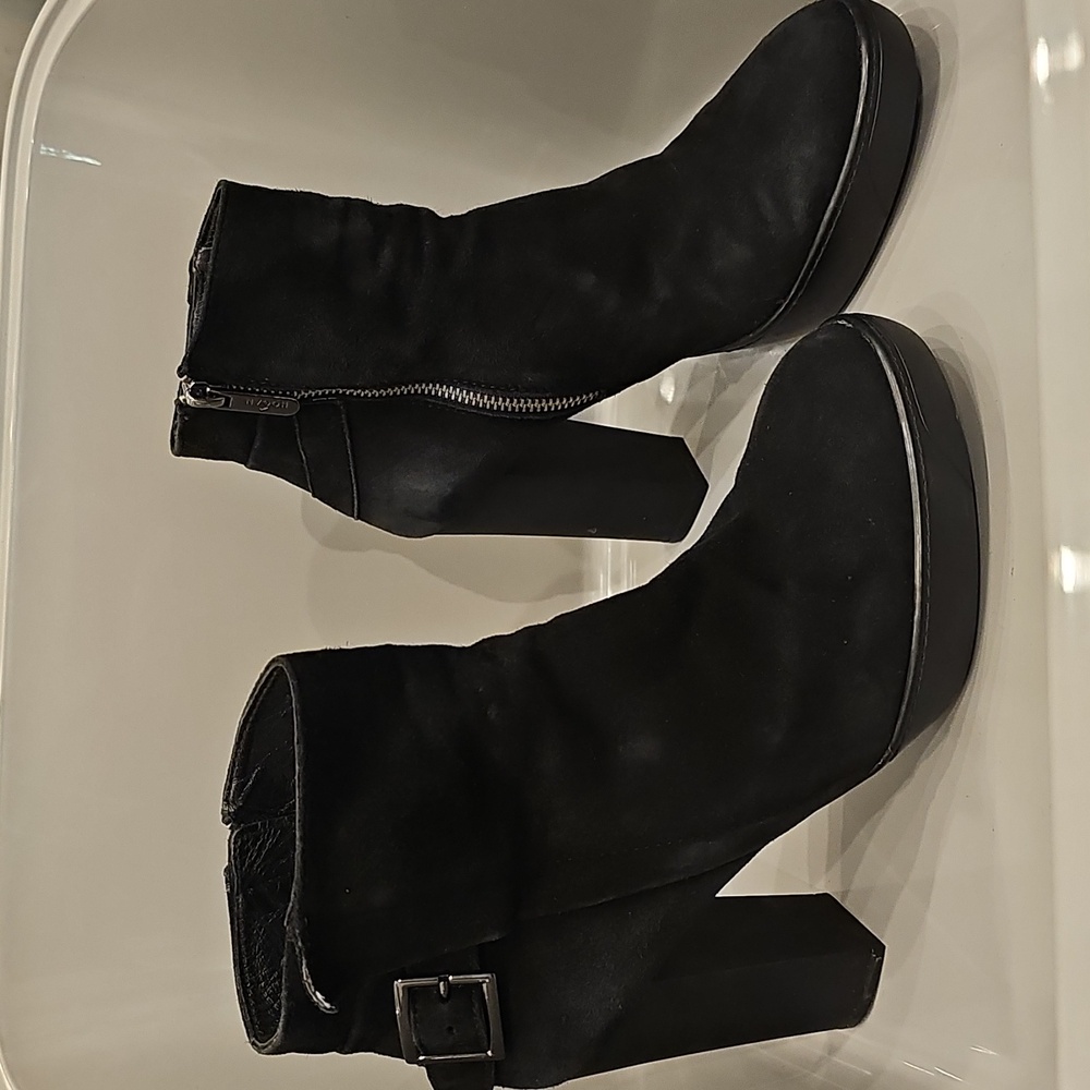 HOGAN black suede leather booties